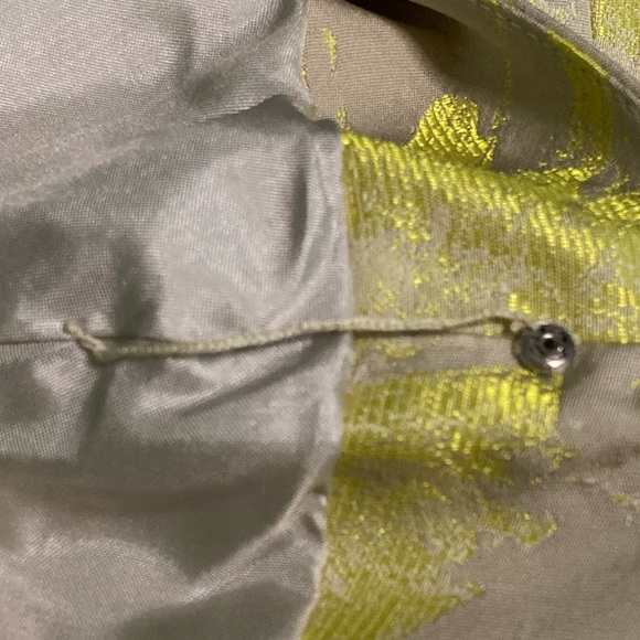 Lela Rose Beige & Chartreuse Floral Scoop Neck & Back Midi with Embellished Belt - Picture 5 of 12